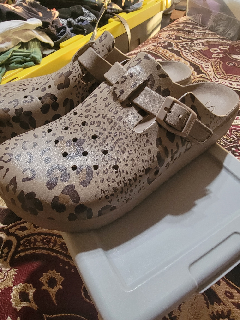 Women’s Beige Leopard-Print Slip-On Clog